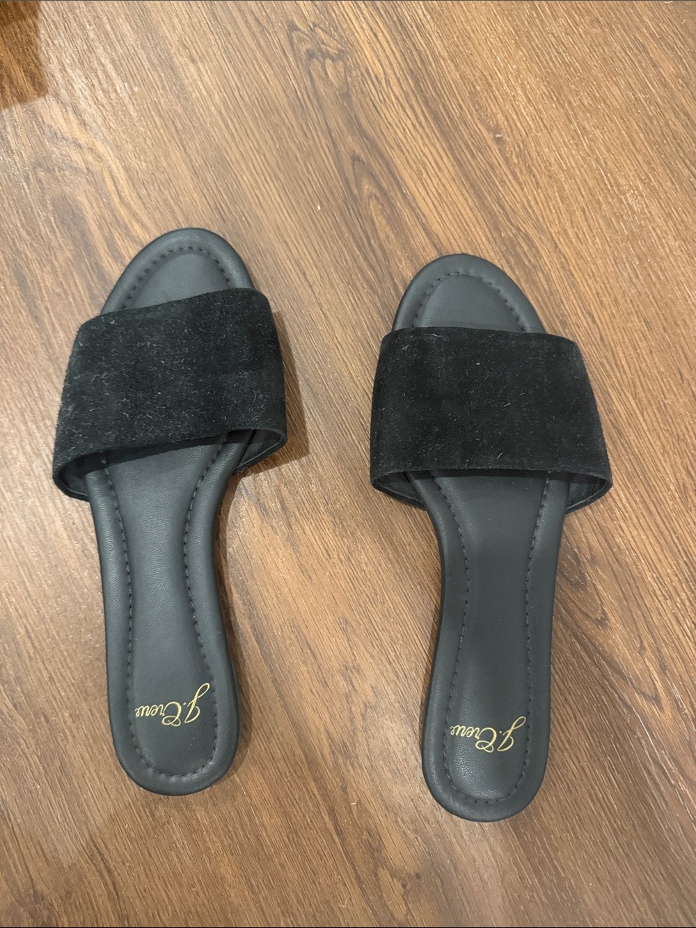 J. Crew Black Suede Wide-Strap Sandals